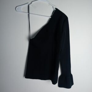 Theory One-Shoulder Matte Techno Ribbed Top Size L